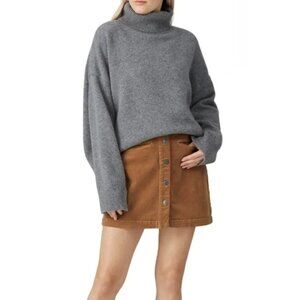 7 FOR ALL MANKIND Button Front Corduroy Mini Skirt Penny Tan Retro Boho Preppy